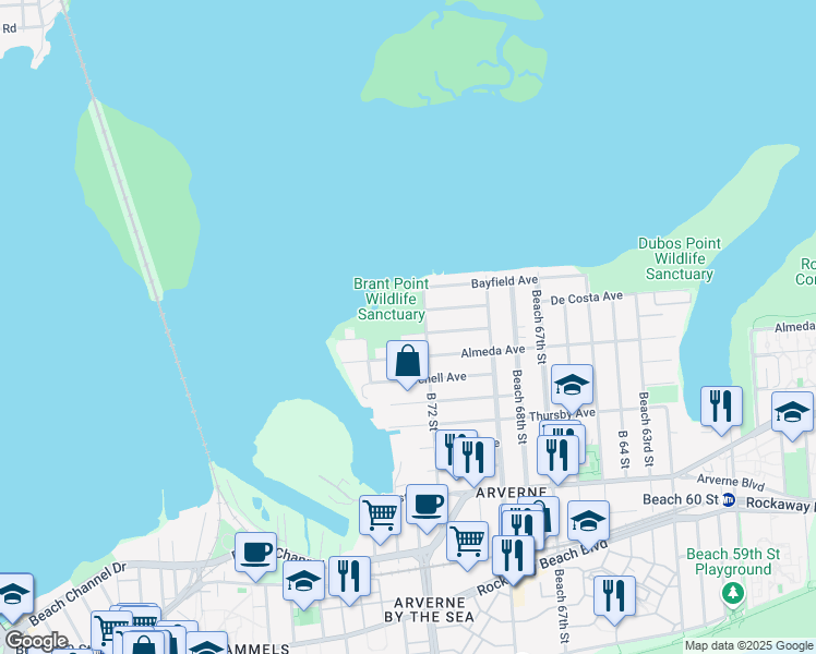 map of restaurants, bars, coffee shops, grocery stores, and more near 667 Hillmeyer Avenue in Queens