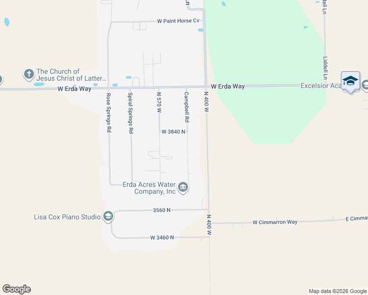 map of restaurants, bars, coffee shops, grocery stores, and more near 3779 Campbell Road in Erda