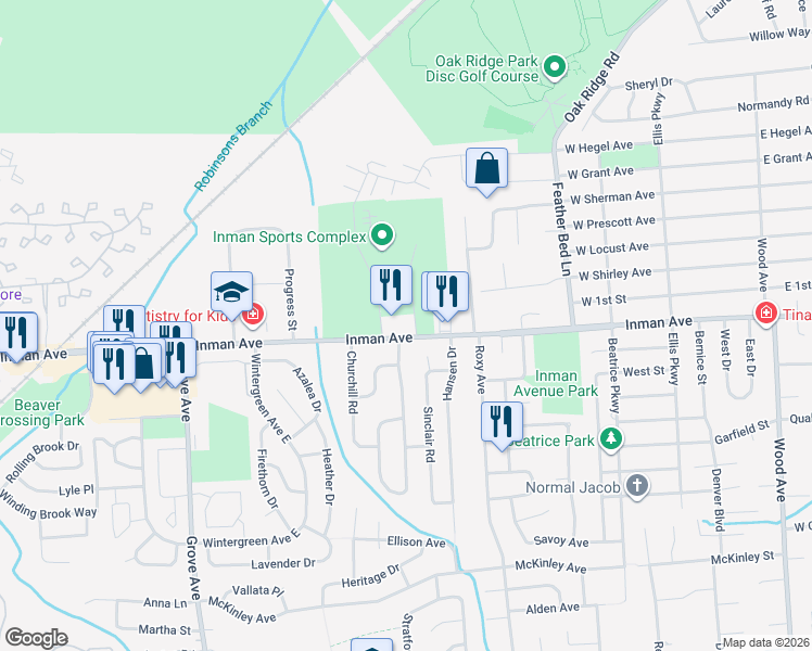 map of restaurants, bars, coffee shops, grocery stores, and more near 974 Inman Avenue in Edison