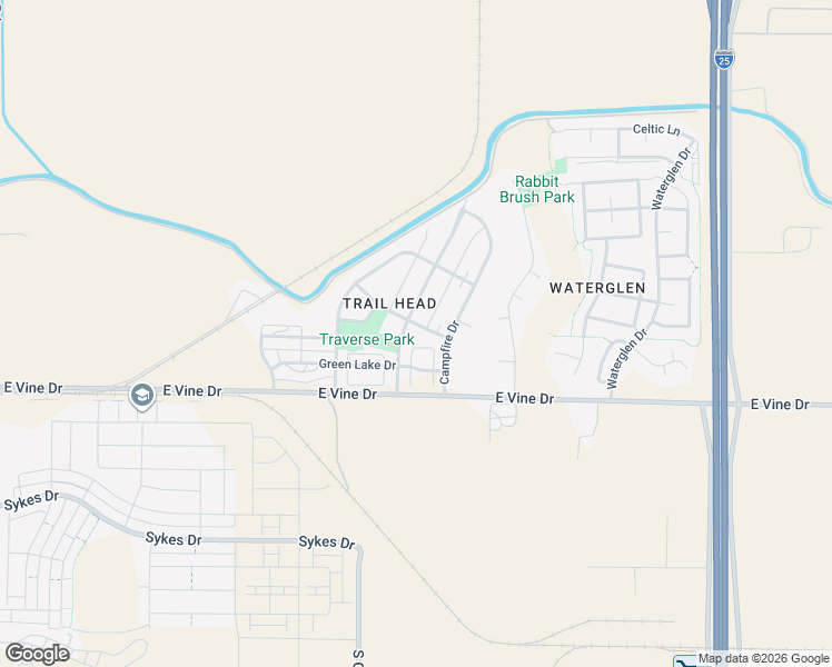 map of restaurants, bars, coffee shops, grocery stores, and more near 3445 Yule Trail Drive in Fort Collins