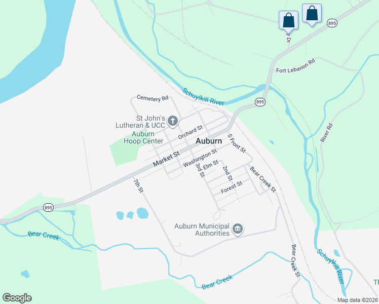 map of restaurants, bars, coffee shops, grocery stores, and more near 301 Market Street in Auburn