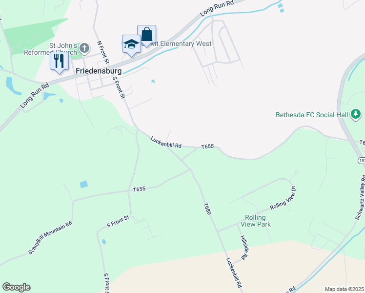 map of restaurants, bars, coffee shops, grocery stores, and more near 222 Luckenbill Road in Schuylkill Haven