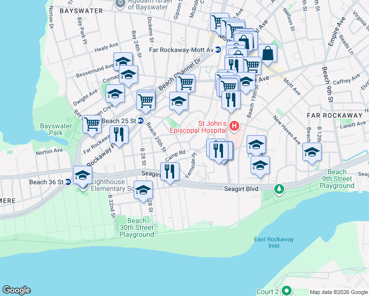 map of restaurants, bars, coffee shops, grocery stores, and more near 3-76 Briar Place in Queens