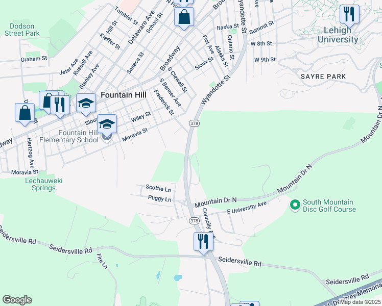 map of restaurants, bars, coffee shops, grocery stores, and more near 2261 Koehler Drive in Bethlehem