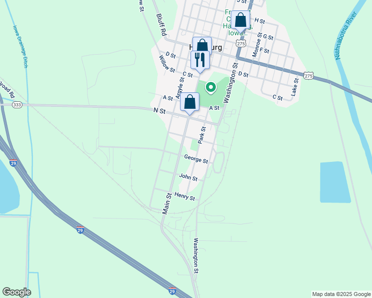 map of restaurants, bars, coffee shops, grocery stores, and more near 301-315 George Street in Hamburg