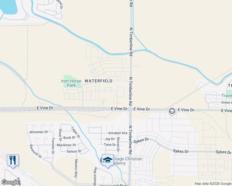 map of restaurants, bars, coffee shops, grocery stores, and more near 820 Merganser Drive in Fort Collins