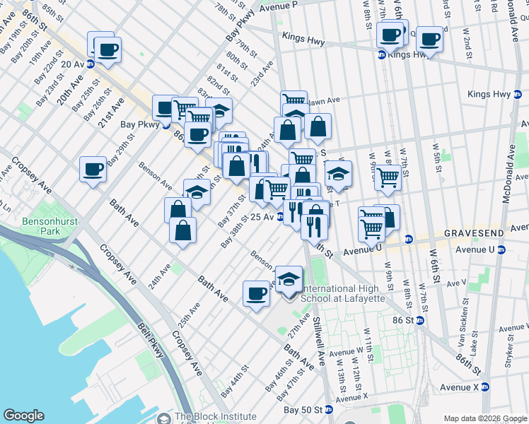 map of restaurants, bars, coffee shops, grocery stores, and more near in Brooklyn