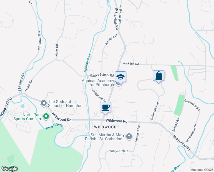 map of restaurants, bars, coffee shops, grocery stores, and more near 2479 Ankeny Drive in Gibsonia