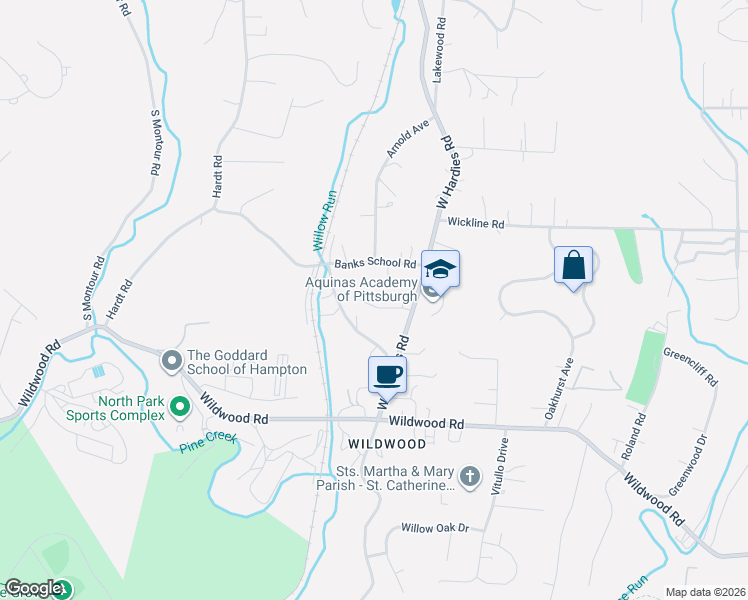 map of restaurants, bars, coffee shops, grocery stores, and more near 4824 Josephine Drive in Gibsonia
