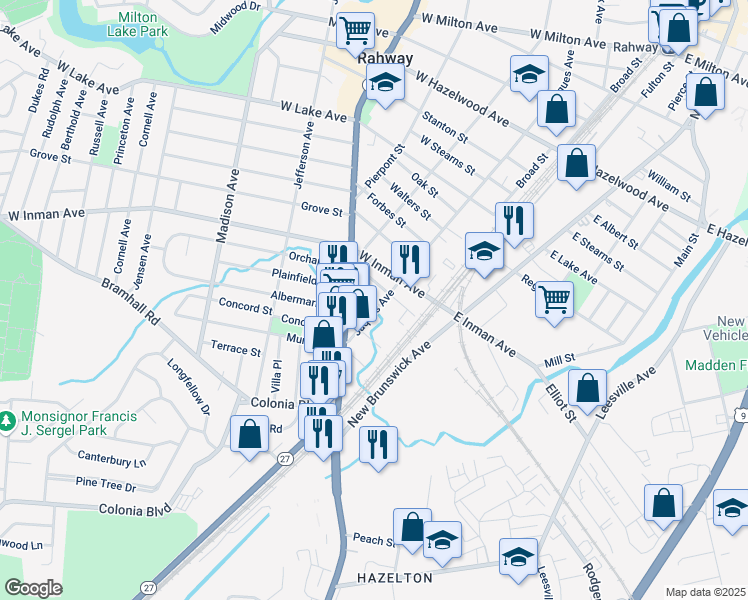map of restaurants, bars, coffee shops, grocery stores, and more near 429 Jaques Avenue in Rahway