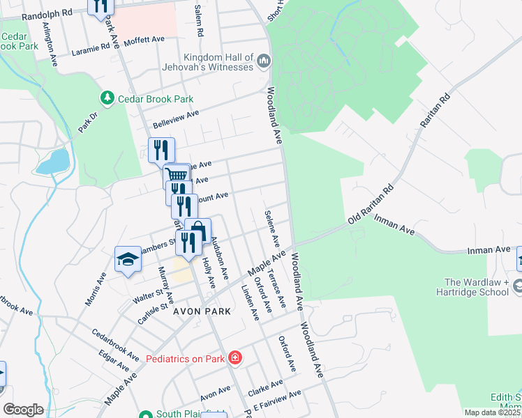 map of restaurants, bars, coffee shops, grocery stores, and more near 1764 Selene Avenue in South Plainfield