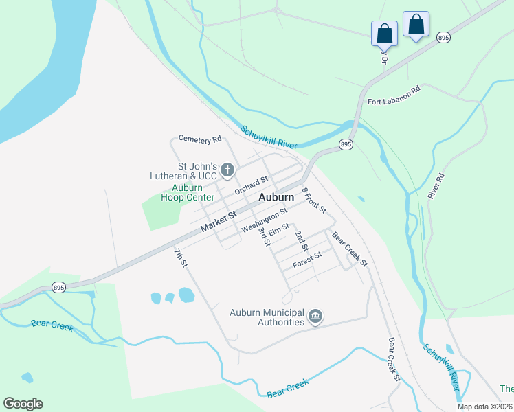 map of restaurants, bars, coffee shops, grocery stores, and more near 301 Market Street in Auburn