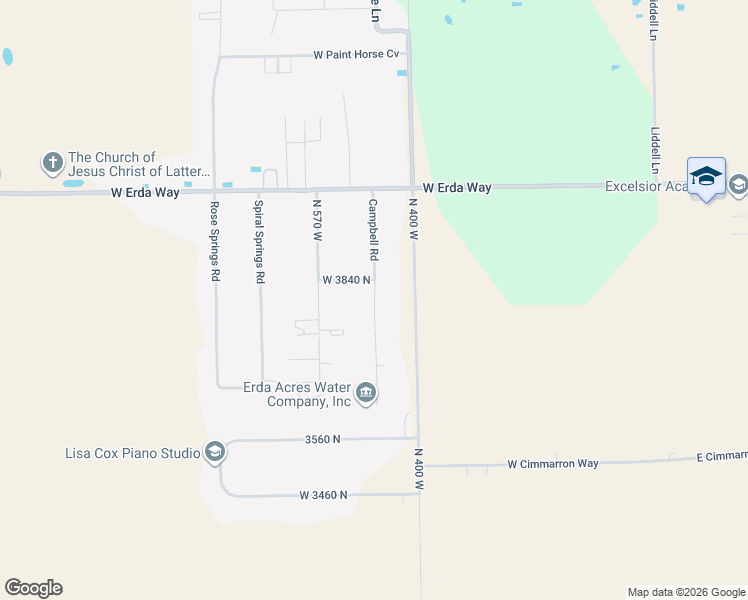 map of restaurants, bars, coffee shops, grocery stores, and more near 3732 Campbell Road in Erda