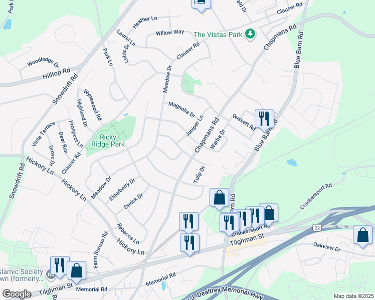 map of restaurants, bars, coffee shops, grocery stores, and more near 1329 Cathedral Lane in Lehigh County