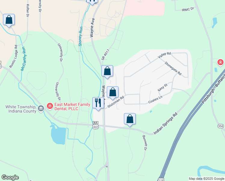 map of restaurants, bars, coffee shops, grocery stores, and more near 615 Plum Street in Indiana