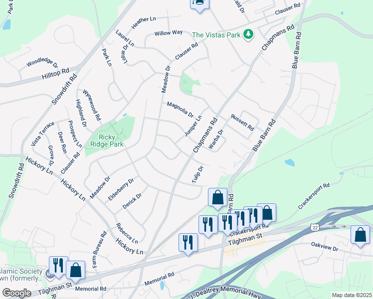 map of restaurants, bars, coffee shops, grocery stores, and more near 1329 Cathedral Lane in Lehigh County