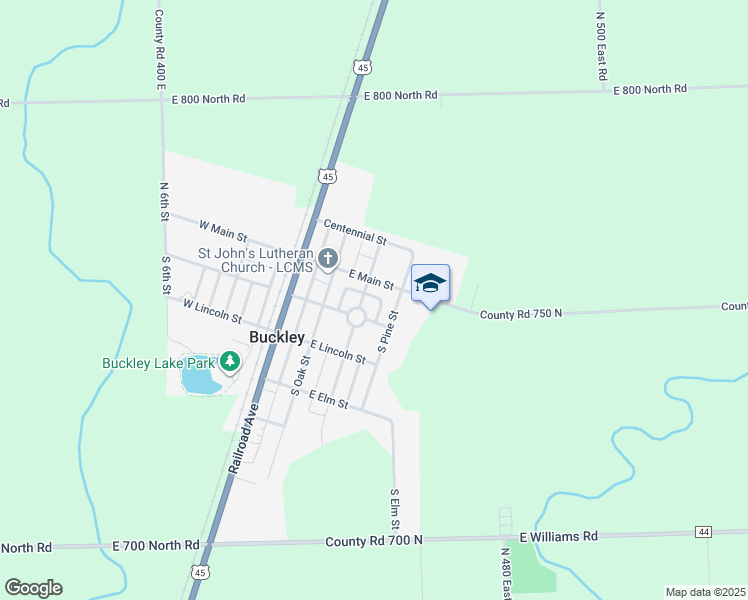 map of restaurants, bars, coffee shops, grocery stores, and more near 310 East Central Street in Buckley