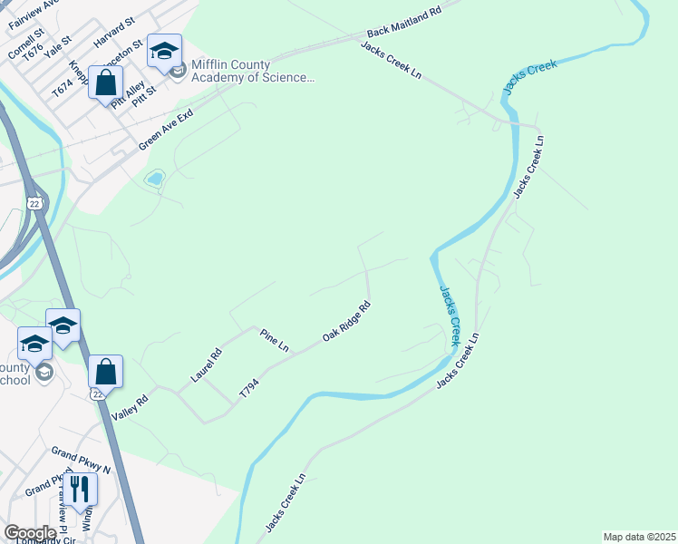 map of restaurants, bars, coffee shops, grocery stores, and more near 99 Walnut Road in Lewistown