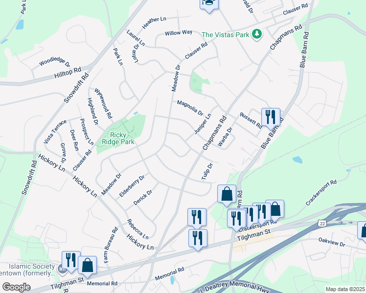 map of restaurants, bars, coffee shops, grocery stores, and more near 1330 Cathedral Lane in Orefield