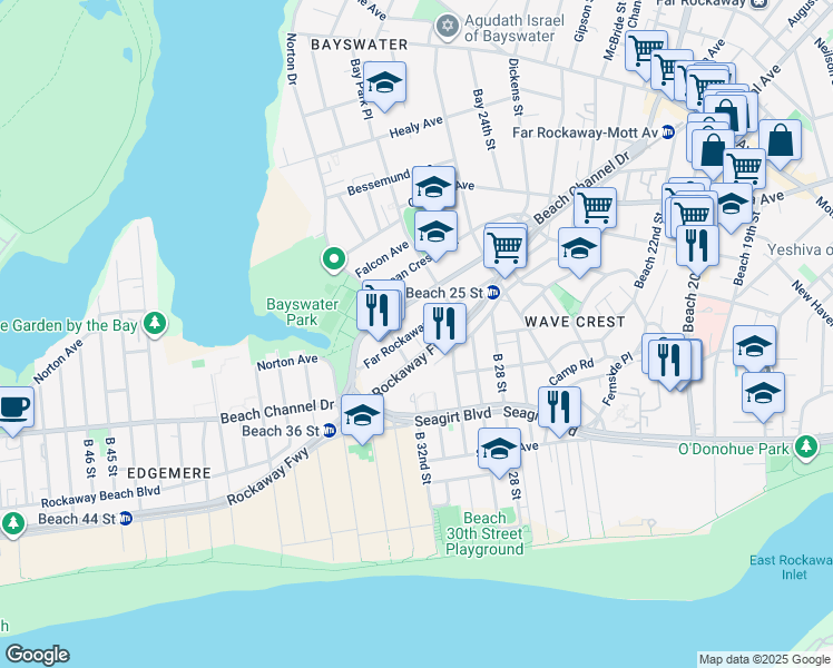 map of restaurants, bars, coffee shops, grocery stores, and more near in Queens