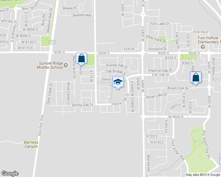 map of restaurants, bars, coffee shops, grocery stores, and more near 8427 Ivy Gable Drive in West Jordan