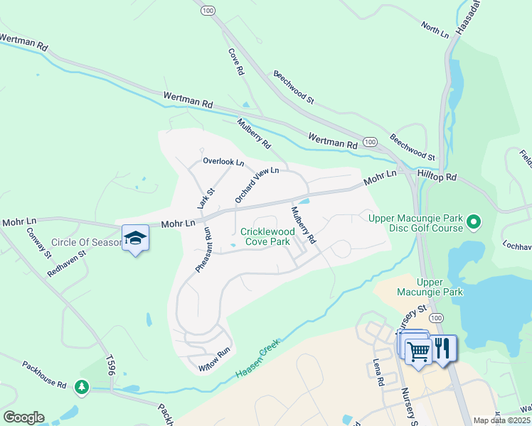 map of restaurants, bars, coffee shops, grocery stores, and more near 1959 Cricklewood Cove in Fogelsville