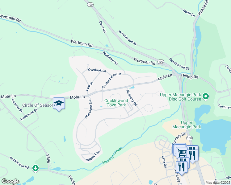 map of restaurants, bars, coffee shops, grocery stores, and more near 1959 Cricklewood Cove in Fogelsville