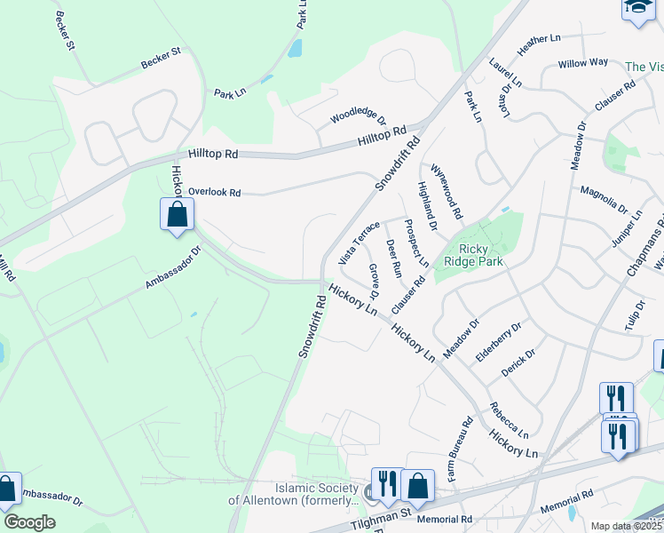 map of restaurants, bars, coffee shops, grocery stores, and more near 6215 Vista Terrace in Lehigh County