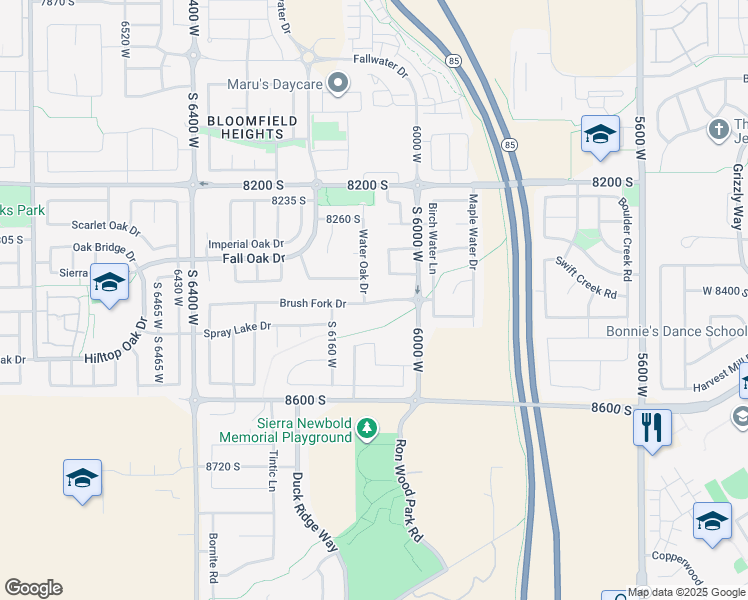map of restaurants, bars, coffee shops, grocery stores, and more near in West Jordan