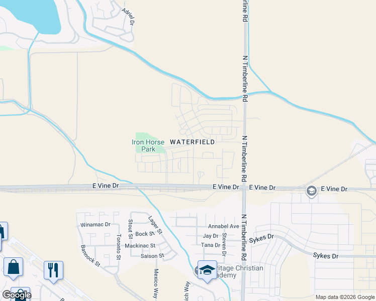 map of restaurants, bars, coffee shops, grocery stores, and more near 915 Mandarin Drive in Fort Collins