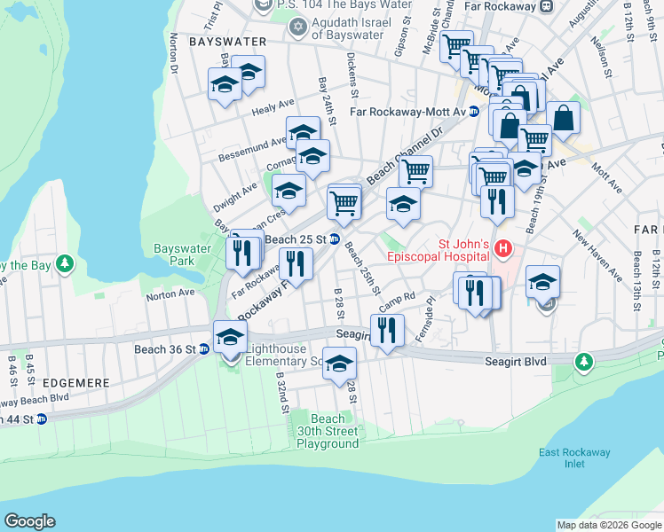 map of restaurants, bars, coffee shops, grocery stores, and more near 443 B 28 Street in Queens