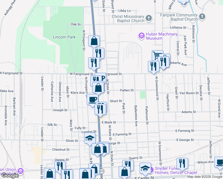 map of restaurants, bars, coffee shops, grocery stores, and more near 191 Wallace Street in Marion