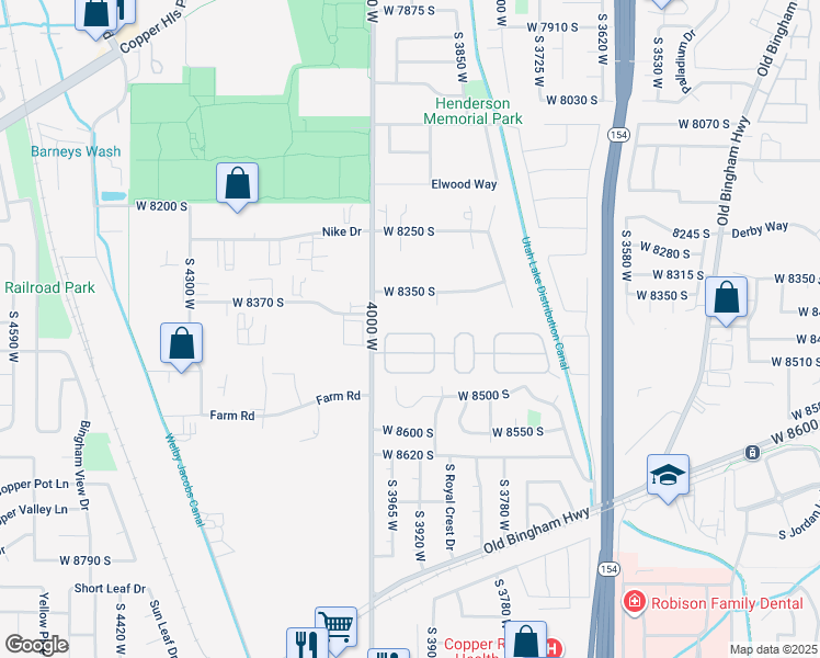 map of restaurants, bars, coffee shops, grocery stores, and more near in West Jordan