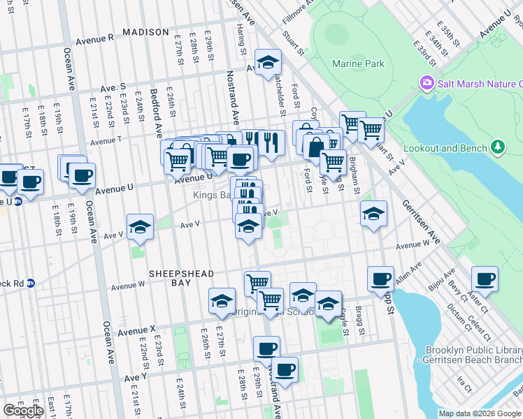 map of restaurants, bars, coffee shops, grocery stores, and more near in Brooklyn
