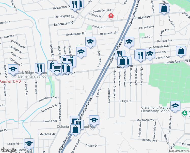 map of restaurants, bars, coffee shops, grocery stores, and more near 168 Savoth Lane in Woodbridge Township