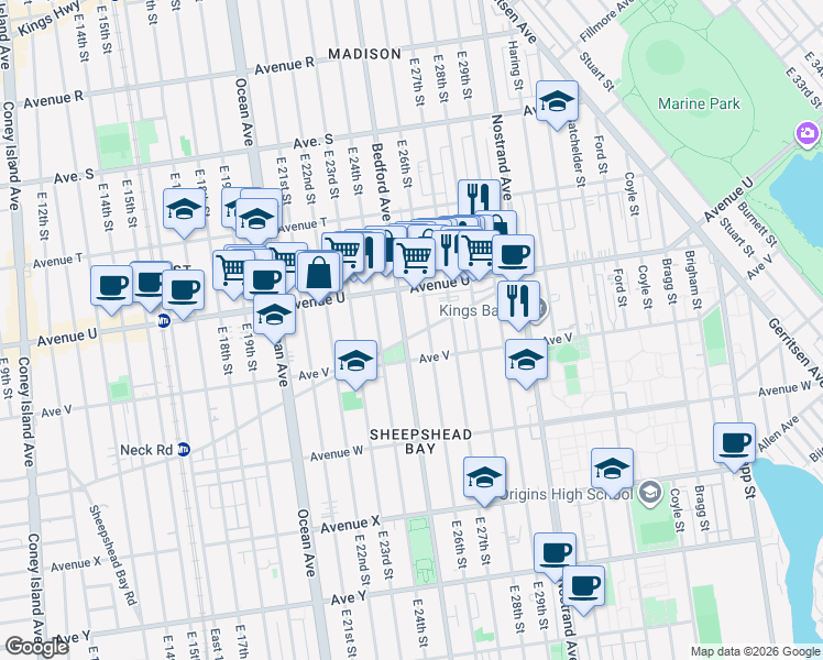 map of restaurants, bars, coffee shops, grocery stores, and more near in Brooklyn