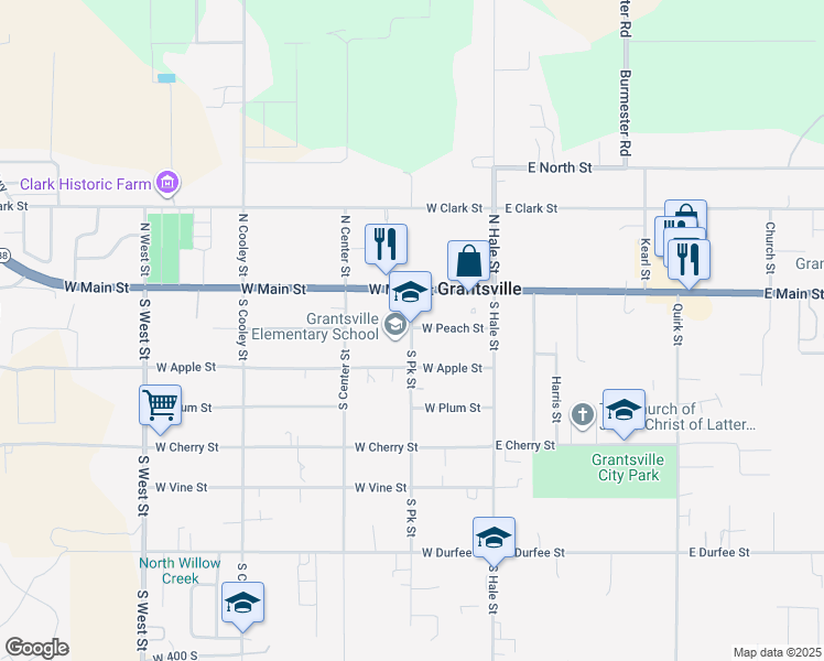 map of restaurants, bars, coffee shops, grocery stores, and more near 50 Park Street in Grantsville