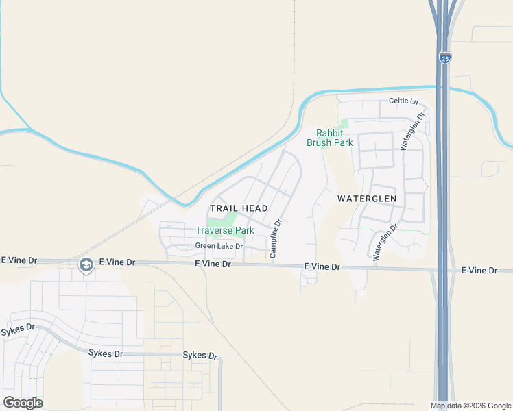map of restaurants, bars, coffee shops, grocery stores, and more near Greenfields Drive in Fort Collins