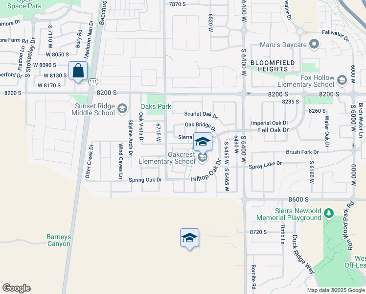 map of restaurants, bars, coffee shops, grocery stores, and more near 6626 Ivy Gable Drive in West Jordan