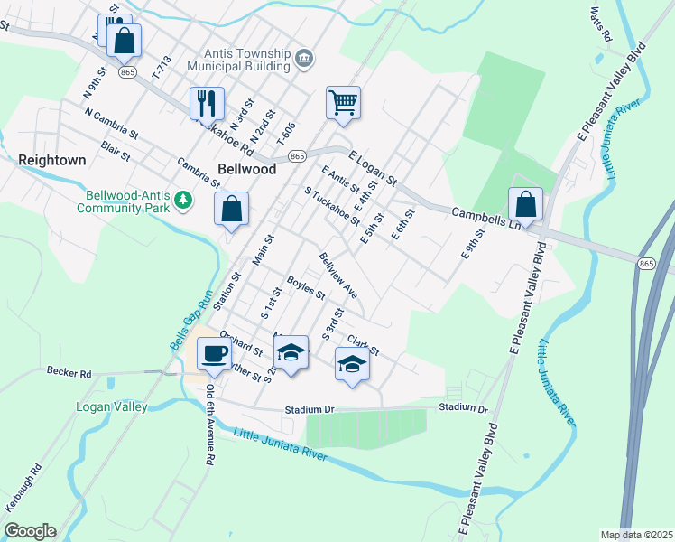 map of restaurants, bars, coffee shops, grocery stores, and more near 425 Bellview Avenue in Bellwood