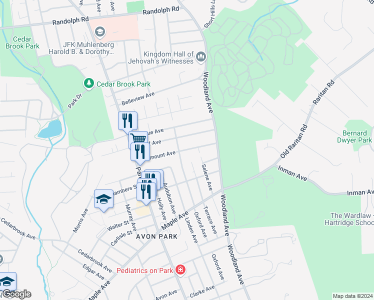 map of restaurants, bars, coffee shops, grocery stores, and more near 212 Fairmount Avenue in South Plainfield