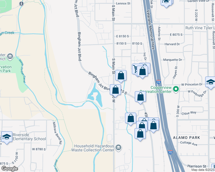 map of restaurants, bars, coffee shops, grocery stores, and more near 8392 Sky Mirror Ln in Sandy