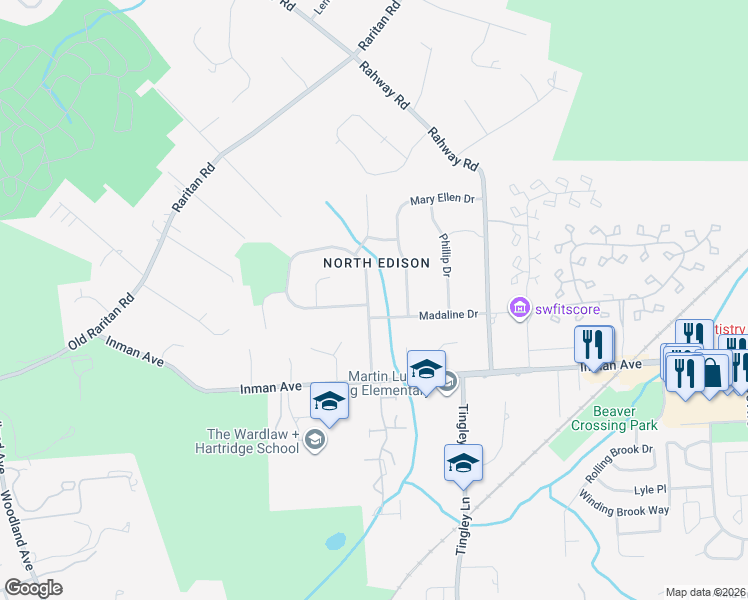 map of restaurants, bars, coffee shops, grocery stores, and more near 18 Annette Drive in Edison