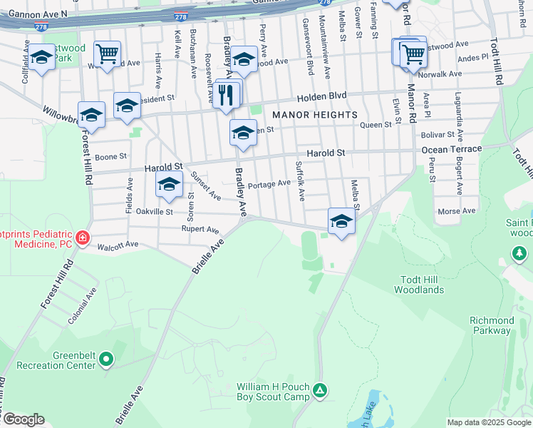 map of restaurants, bars, coffee shops, grocery stores, and more near 270 Wellbrook Avenue in Staten Island