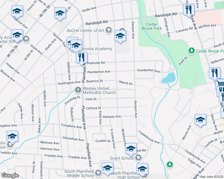 map of restaurants, bars, coffee shops, grocery stores, and more near 404 Wadsworth Avenue in South Plainfield