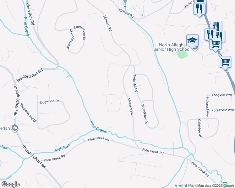 map of restaurants, bars, coffee shops, grocery stores, and more near 10194 Sudberry Drive in Wexford