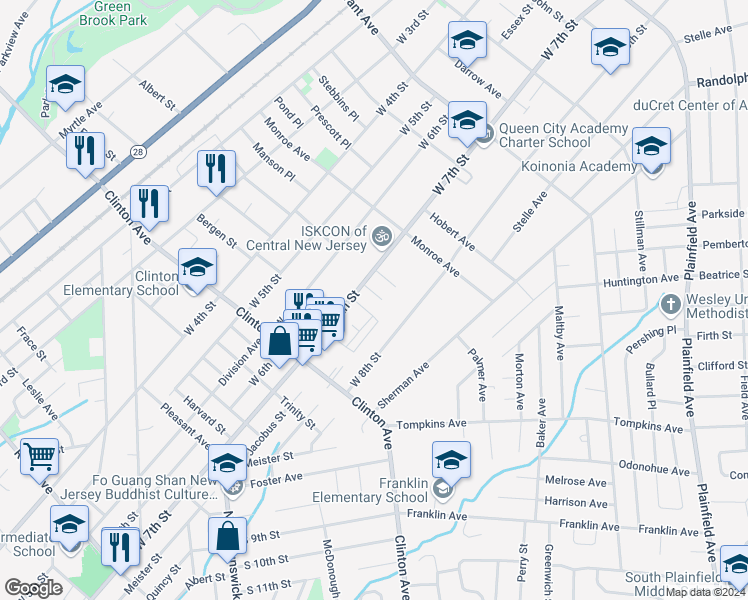 map of restaurants, bars, coffee shops, grocery stores, and more near 710 Elaine Court in Plainfield