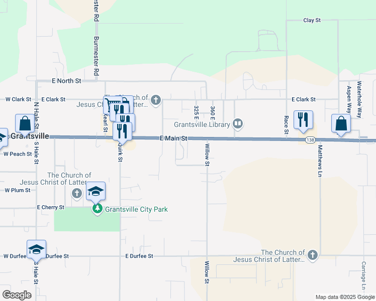 map of restaurants, bars, coffee shops, grocery stores, and more near 322 East Main Street in Grantsville