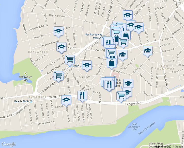 map of restaurants, bars, coffee shops, grocery stores, and more near in Queens