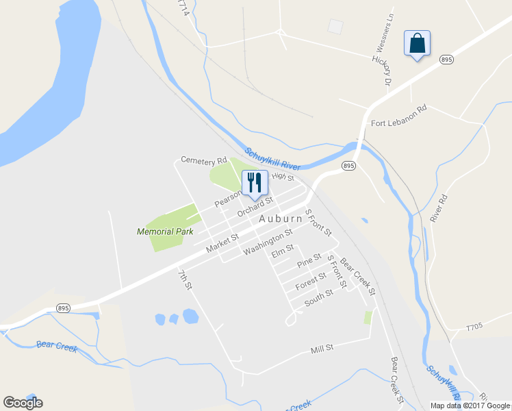 map of restaurants, bars, coffee shops, grocery stores, and more near 242 Orchard Street in Auburn